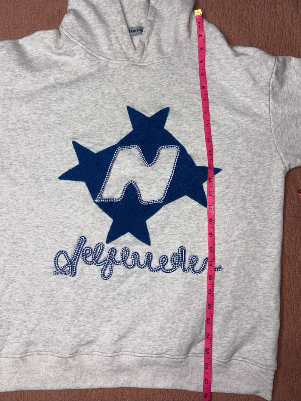 Aelfric Eden Gray Stellaris Embroidered Pullover Hoodie with Blue Stars size S - Picture 10 of 14